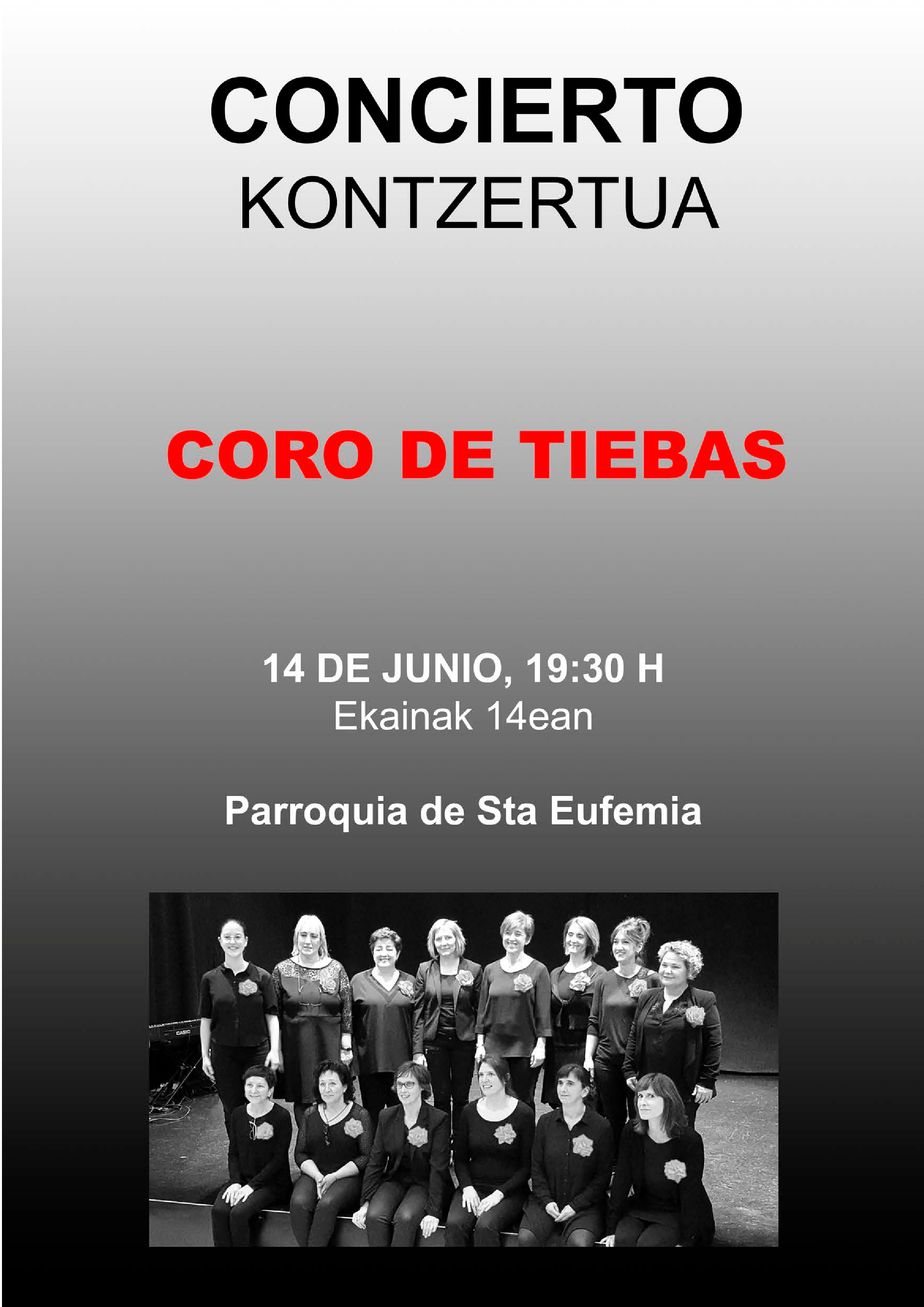EL CORO DE TIEBAS OFRECERÁ UN CONCIERTO EL VIERNES 14 DE JUNIO