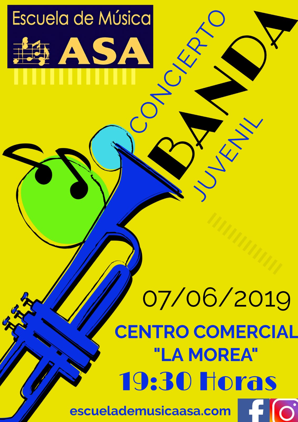LA BANDA JUVENIL DE LA ESCUELA DE MÚSICA ASA DARÁ UN CONCIERTO EN LA MOREA