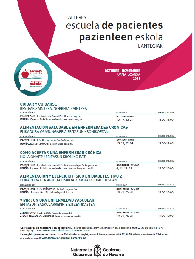 LA ESCUELA DE SALUD DE NAVARRA PRESENTA SUS ACTIVIDADES PARA EL SEGUNDO SEMESTRE DE 2019