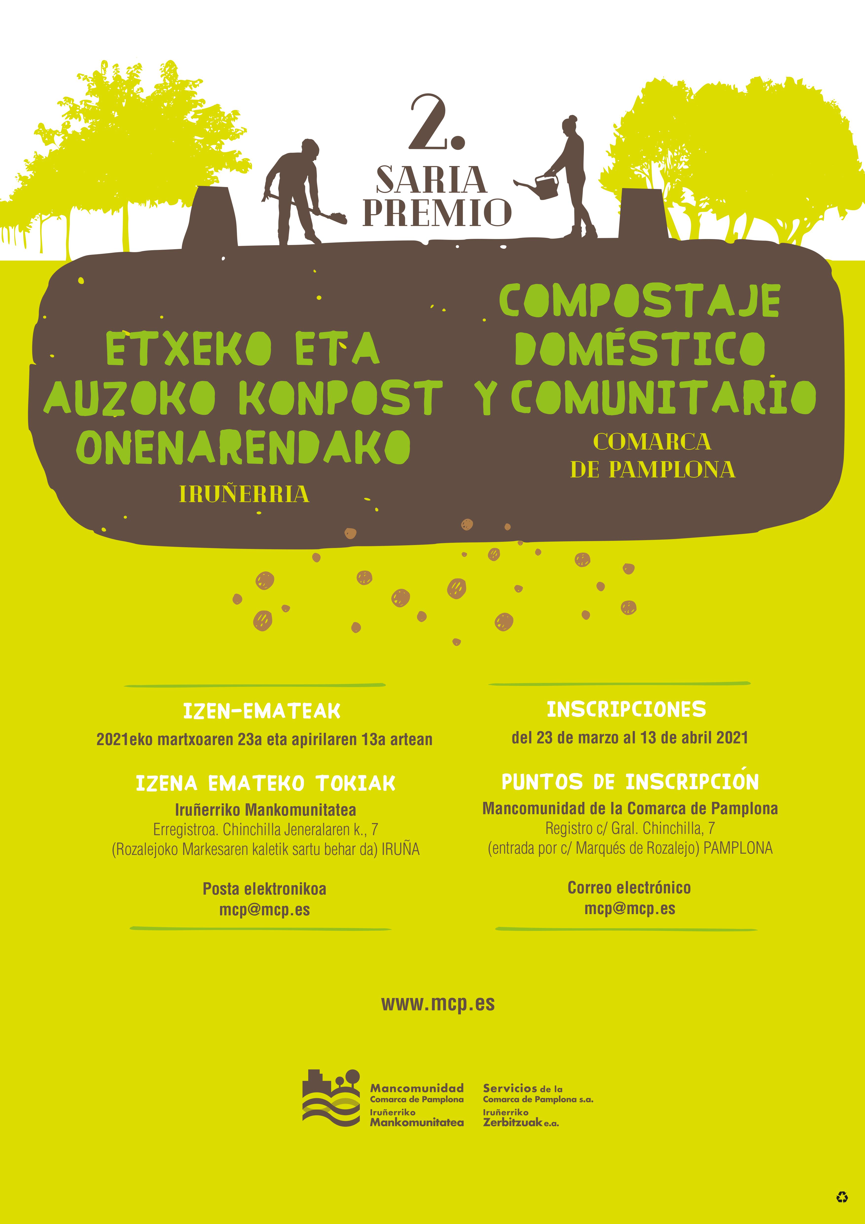LA MANCOMUNIDAD DE LA COMARCA DE PAMPLONA CONVOCA EL II PREMIO AL COMPOSTAJE DOMÉSTICO Y COMUNITARIO LA MANCOMUNIDAD DE LA COMARCA DE PAMPLONA CONVOCA EL II PREMIO AL COMPOSTAJE DOMÉSTICO Y COMUNITARIO