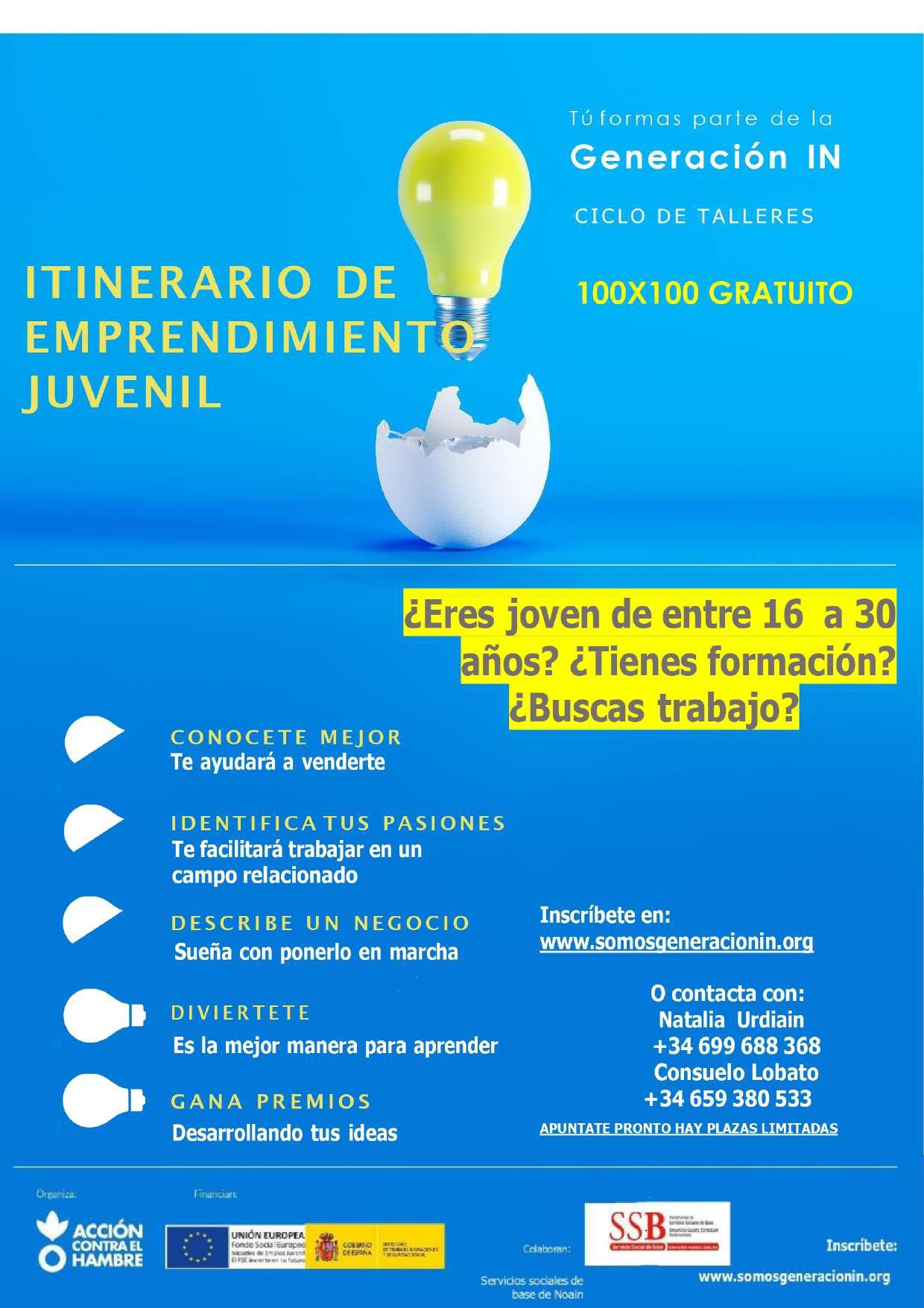ACCIÓN CONTRA EL HAMBRE Y EL SERVICIO SOCIAL DE BASE ORGANIZAN UN ITINERARIO DE EMPRENDIMIENTO JUVENIL