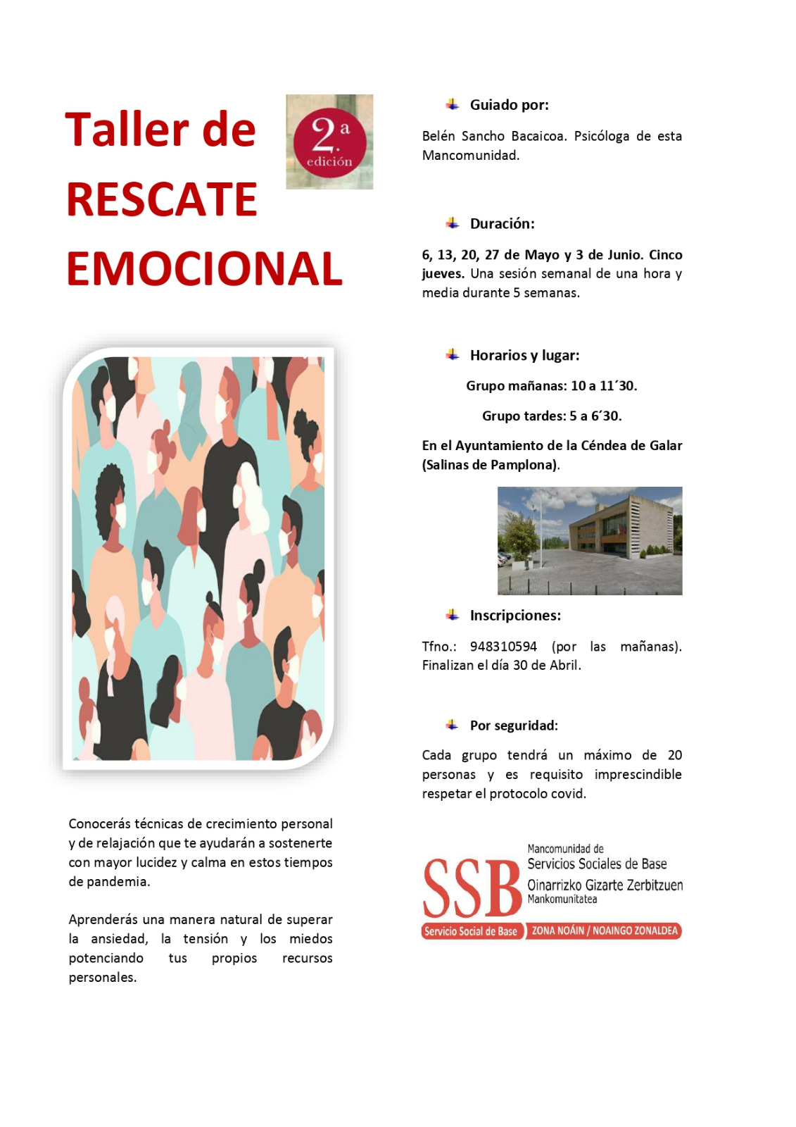 LA MANCOMUNIDAD ORGANIZA LA SEGUNDA EDICIÓN DEL TALLER DE RESCATE EMOCIONAL DURANTE MAYO Y JUNIO