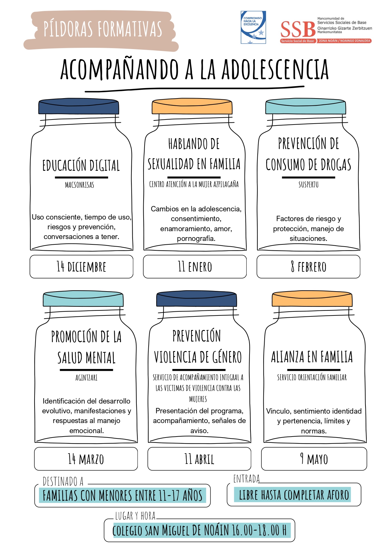 EL PROGRAMA DE FAMILIA MENOR DE LA MANCOMUNIDAD ORGANIZA VARIAS PÍLDORAS INFORMATIVAS SOBRE ADOLESCENCIA