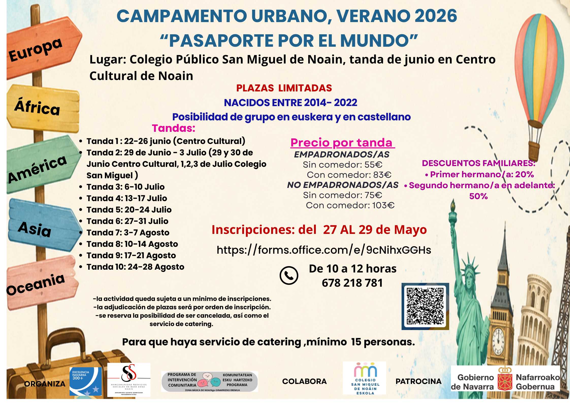 EL 27 DE MAYO SE ABRE EL PLAZO DE INSCRIPCIÓN DE LOS CAMPAMENTOS URBANOS DE NOAIN PARA EL VERANO