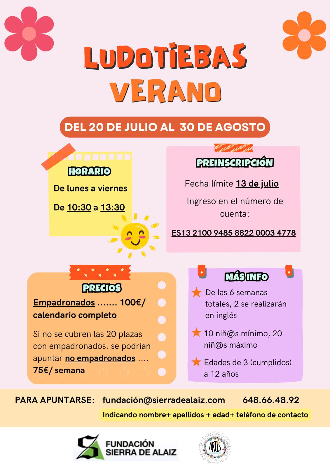 ABIERTO EL PLAZO DE INSCRIPCIÓN PARA LA LUDOTIEBAS DE VERANO
