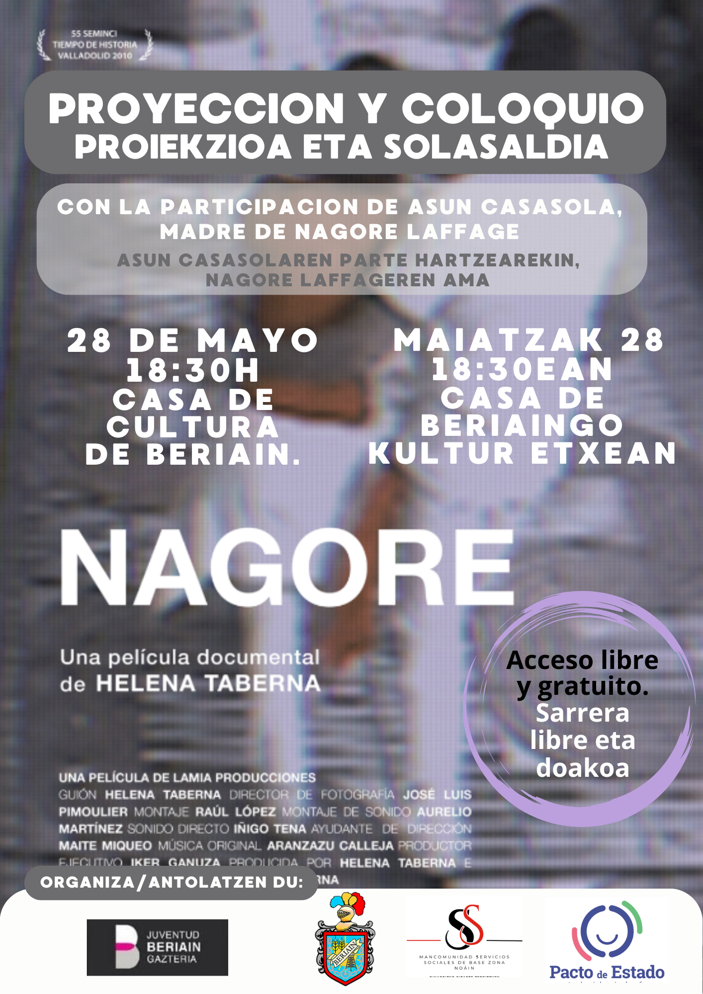 LA CASA DE CULTURA DE BERIAIN ACOGE LA PROYECCIÓN DEL DOCUMENTAL ‘NAGORE’